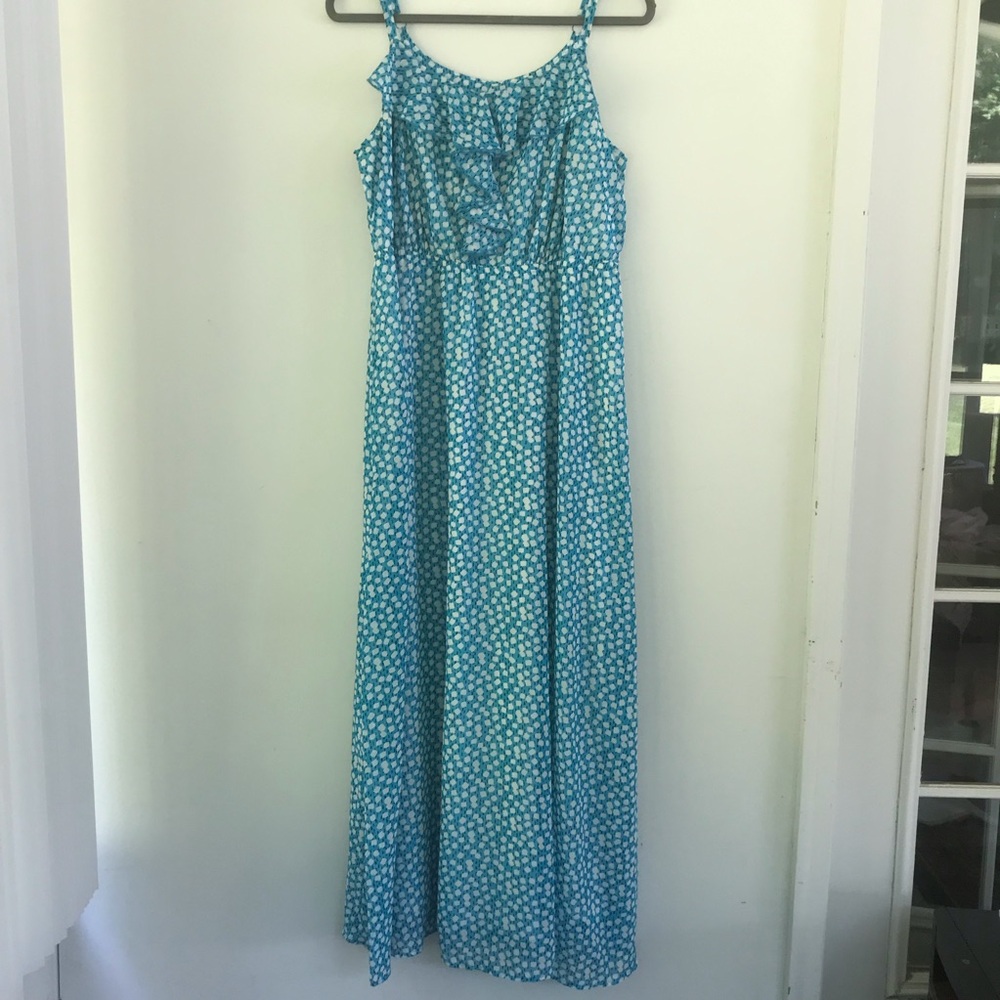 Lane Bryant Blue White Dots Maxi Dress - Lightweight Summer Sundress Plus 14/16